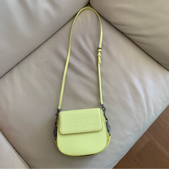 ZARA NEON ANIMAL PRINT CROSSBODY BAG, neon yellow greenish, great condition - Picture 6 of 16